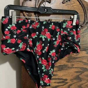 Hot Topic Floral Skull High-Waisted Bikini Bottoms